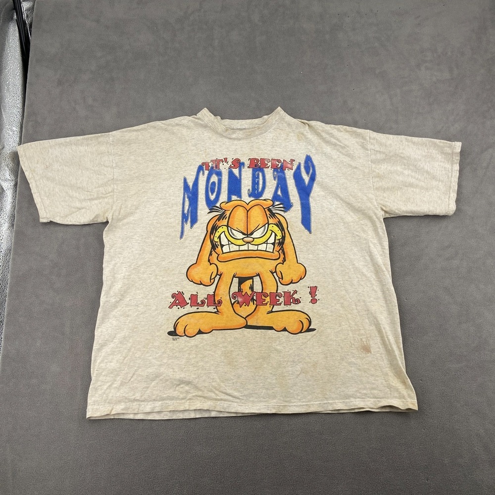 Vintage Its Been Monday Garfield All Week! T Shirt Sz XXL Beige Graphic AOP